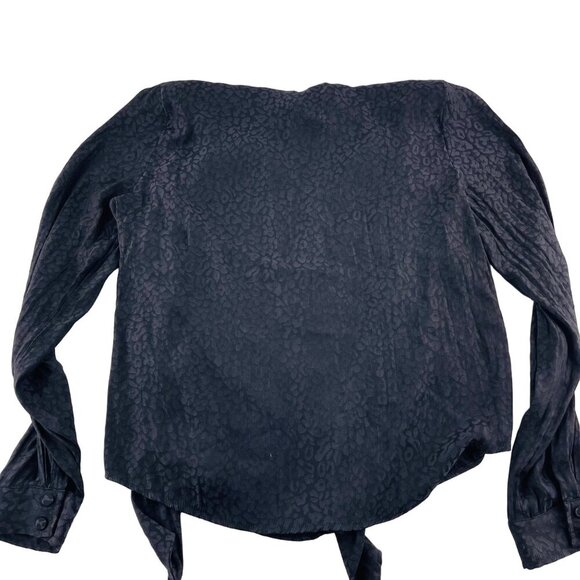 Laundry By Shelli Segal Black Leopard Print Blouse Womens 1/6 Button-Up Long Sle - Picture 5 of 6